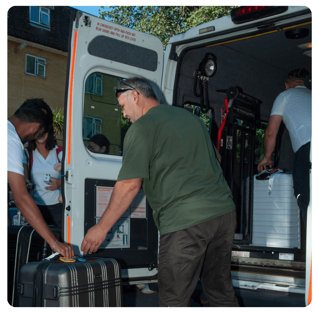 Passengers boarding a ZAZA Express minibus